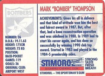 1991 Scanlens Stimorol #20 Mark Thompson Back